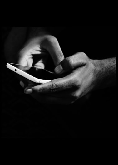 Customer using a mobile phone