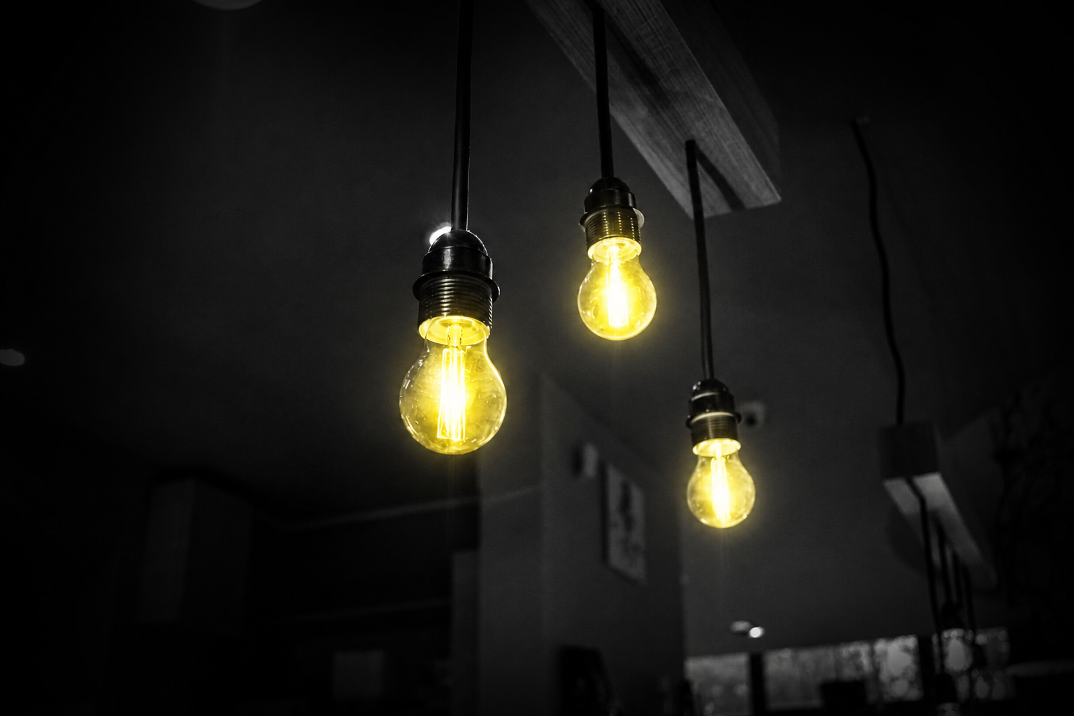 Hanging business lighting with an electric yellow glow